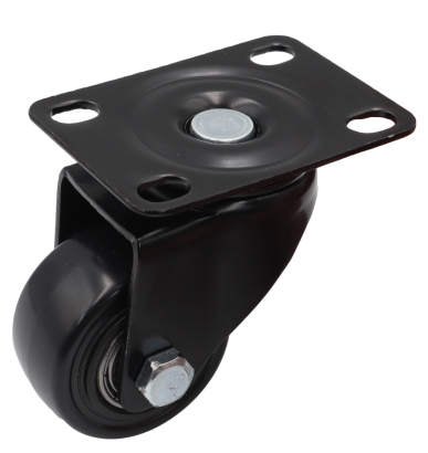 Kółko obrotowe łożyskowane Ø 40 mm z gumą – podstawa 43 × 60 mm.