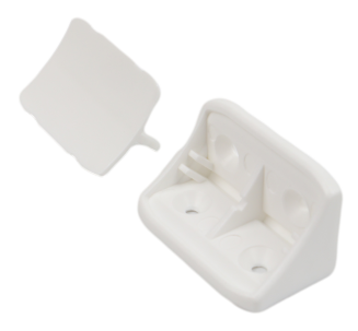 Kątownik podwójny z zaślepką – podpórka do półki, komandorek biały. - 2